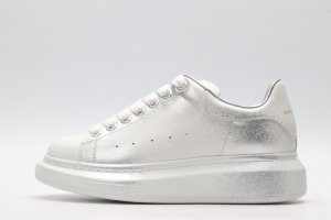 ALEXANDER MCQUEEN silver chunky low-top leather sneakers