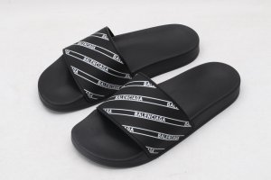 Balenciaga Rubber Slides Stripe Logo Piscine - Black