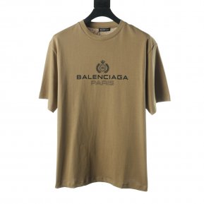 Balenciaga BLCG Crown Wheat Lock Button Print Short Sleeve T-shirt