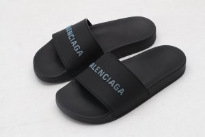 Balenciaga Rubber Slides Black Fluo Blue