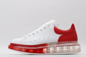 ALEXANDER MCQUEEN white oversized sneakers with red heel