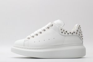 ALEXANDER MCQUEEN oversized white sneakers with silver-finished hammered stud