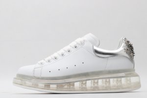 ALEXANDER MCQUEEN white oversized sneakers with silver heel